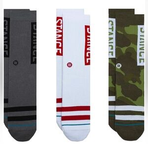 STANCE Unisex Casual Combed Cotton Blend Mid Cushion  Crew Socks - THE OG 3-pack